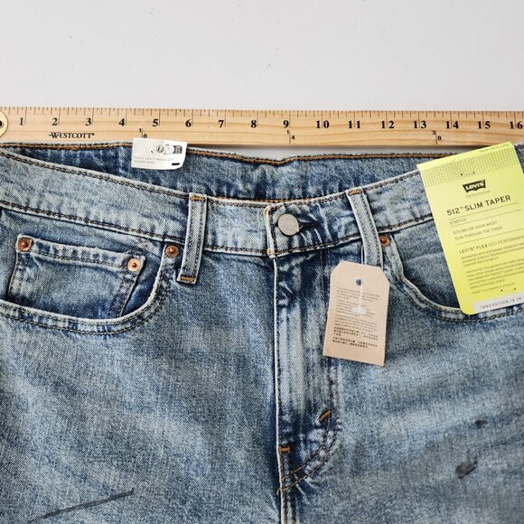 NWT Levi's 512 Slim Taper Jeans Paint Splatter Blue Mens 32x32 - Picture 6 of 7